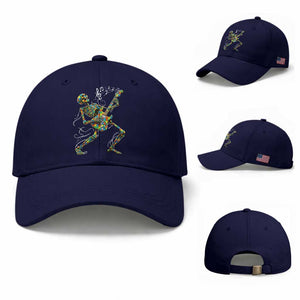 Autism Acceptance Rock Guitar Skeleton Baseball Cap Music Lover
