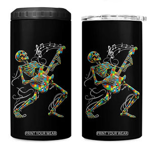 Autism Acceptance Rock Guitar Skeleton 4 in 1 Can Cooler Tumbler Music Lover