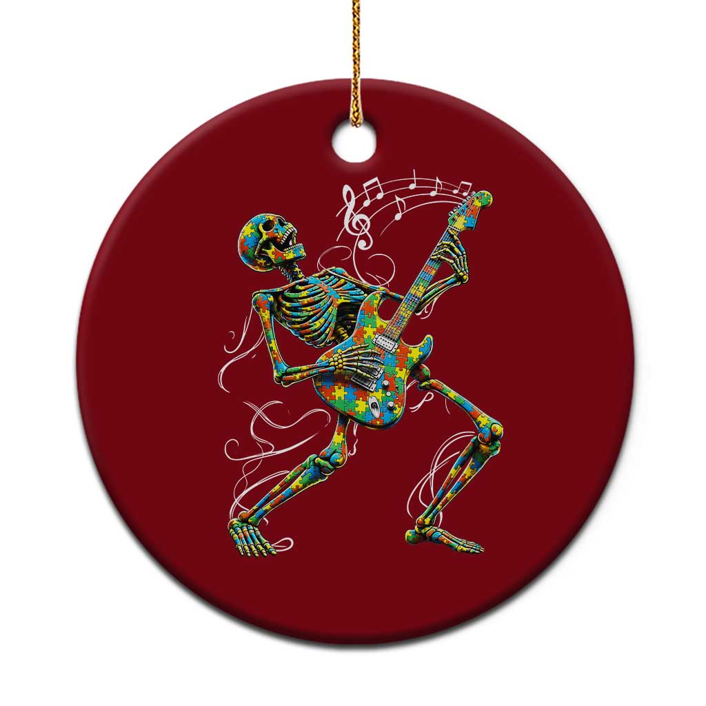 Autism Acceptance Rock Guitar Skeleton Ceramic Ornament Music Lover