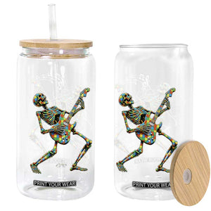 Autism Acceptance Rock Guitar Skeleton Glass Can Music Lover