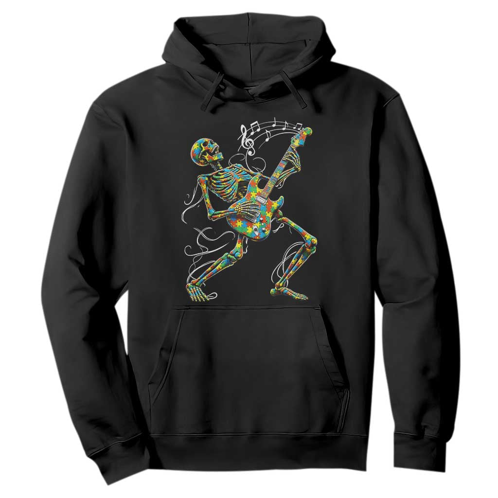 Autism Acceptance Rock Guitar Skeleton Hoodie Music Lover
