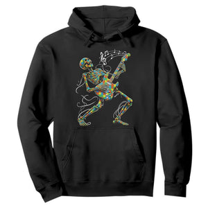 Autism Acceptance Rock Guitar Skeleton Hoodie Music Lover