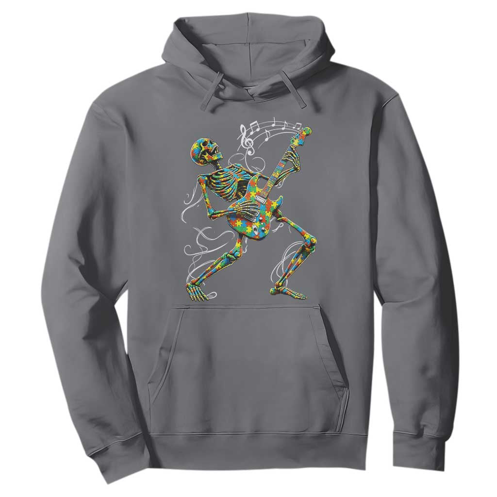 Autism Acceptance Rock Guitar Skeleton Hoodie Music Lover