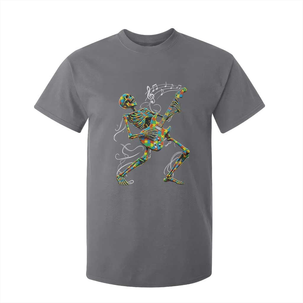 Autism Acceptance Rock Guitar Skeleton T Shirt For Kid Music Lover