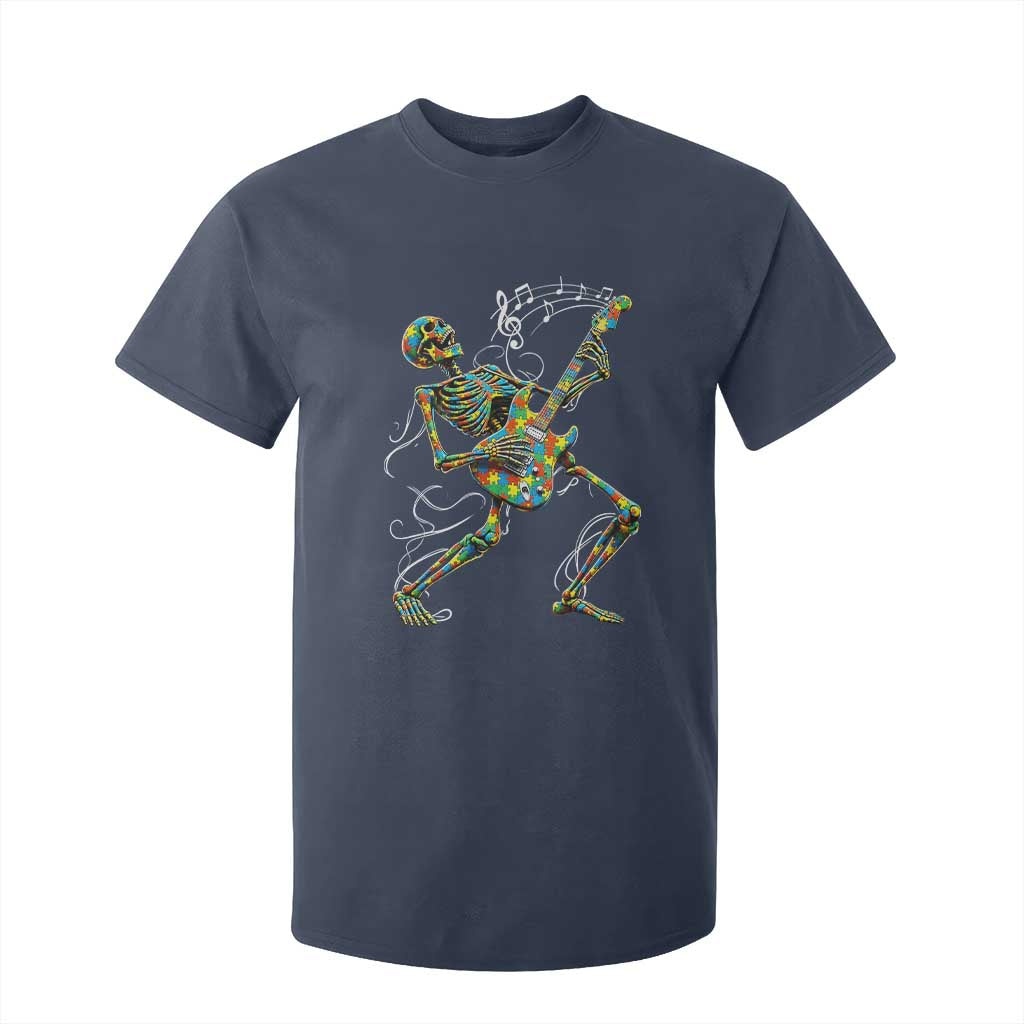 Autism Acceptance Rock Guitar Skeleton T Shirt For Kid Music Lover