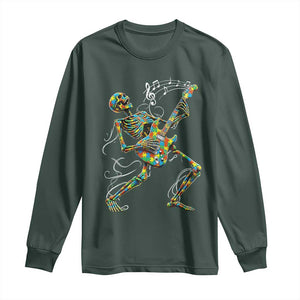 Autism Acceptance Rock Guitar Skeleton Long Sleeve Shirt Music Lover