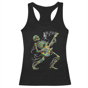 Autism Acceptance Rock Guitar Skeleton Racerback Tank Top Music Lover