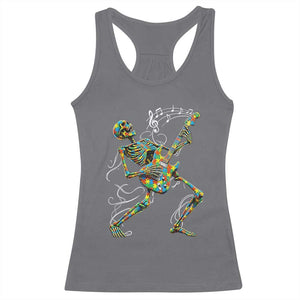 Autism Acceptance Rock Guitar Skeleton Racerback Tank Top Music Lover
