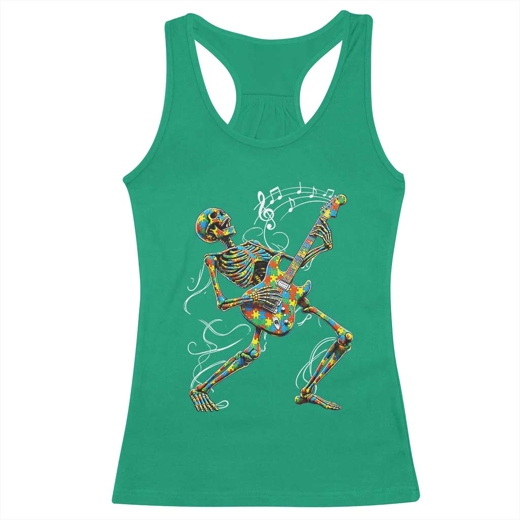 Autism Acceptance Rock Guitar Skeleton Racerback Tank Top Music Lover