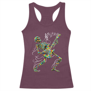 Autism Acceptance Rock Guitar Skeleton Racerback Tank Top Music Lover