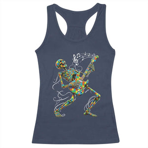 Autism Acceptance Rock Guitar Skeleton Racerback Tank Top Music Lover