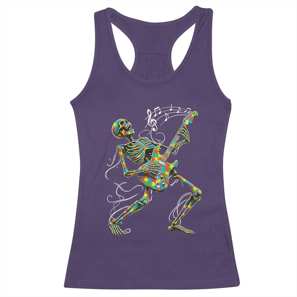 Autism Acceptance Rock Guitar Skeleton Racerback Tank Top Music Lover