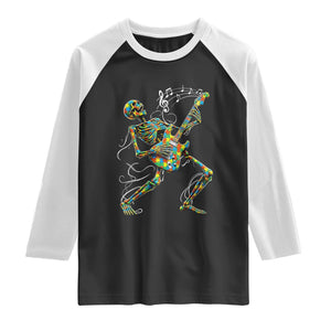 Autism Acceptance Rock Guitar Skeleton Raglan Shirt Music Lover