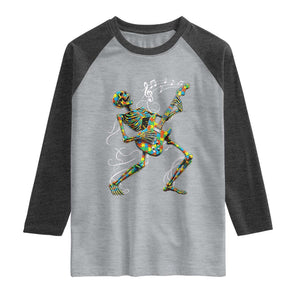 Autism Acceptance Rock Guitar Skeleton Raglan Shirt Music Lover