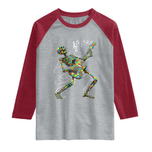 Autism Acceptance Rock Guitar Skeleton Raglan Shirt Music Lover