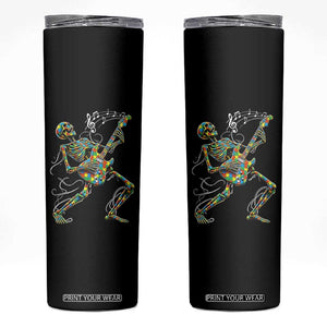 Autism Acceptance Rock Guitar Skeleton Skinny Tumbler Music Lover