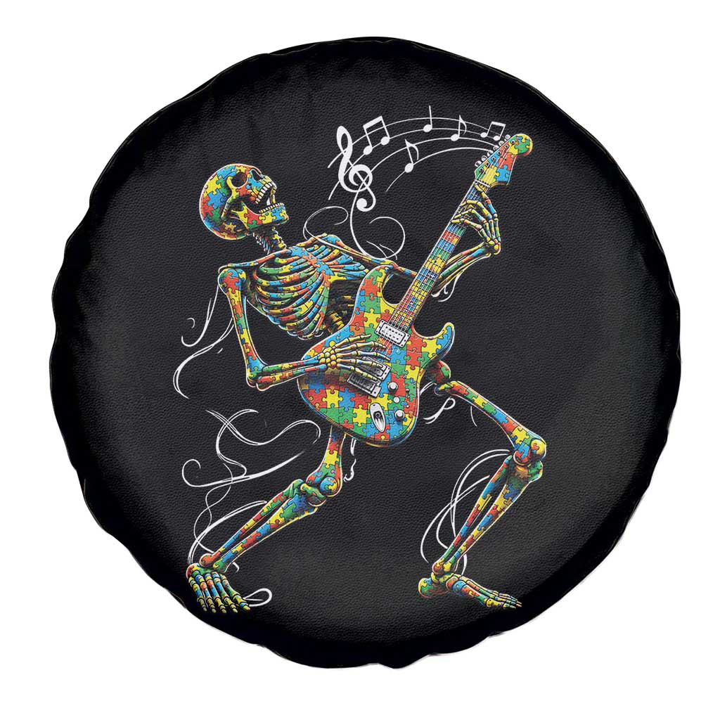 Autism Acceptance Rock Guitar Skeleton Spare Tire Cover Music Lover
