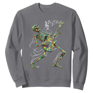 Autism Acceptance Rock Guitar Skeleton Sweatshirt Music Lover