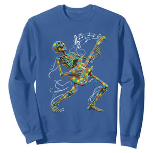 Autism Acceptance Rock Guitar Skeleton Sweatshirt Music Lover