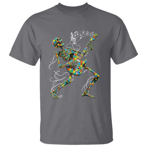 Autism Acceptance Rock Guitar Skeleton T Shirt Music Lover