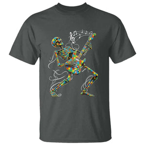 Autism Acceptance Rock Guitar Skeleton T Shirt Music Lover