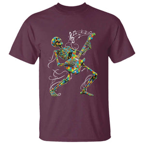 Autism Acceptance Rock Guitar Skeleton T Shirt Music Lover
