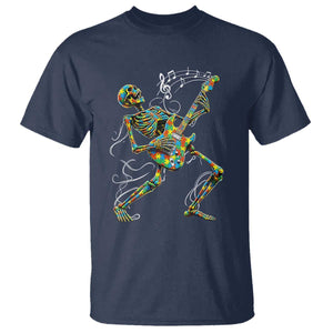 Autism Acceptance Rock Guitar Skeleton T Shirt Music Lover