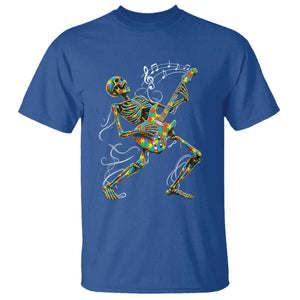 Autism Acceptance Rock Guitar Skeleton T Shirt Music Lover