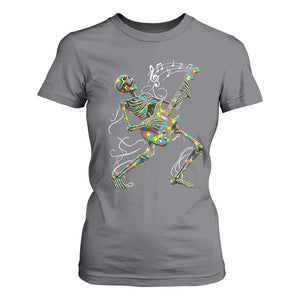 Autism Acceptance Rock Guitar Skeleton T Shirt For Women Music Lover