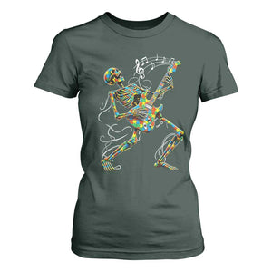 Autism Acceptance Rock Guitar Skeleton T Shirt For Women Music Lover