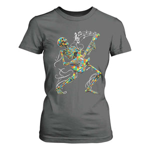 Autism Acceptance Rock Guitar Skeleton T Shirt For Women Music Lover