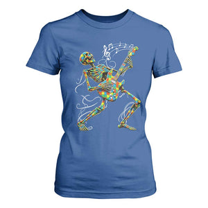 Autism Acceptance Rock Guitar Skeleton T Shirt For Women Music Lover
