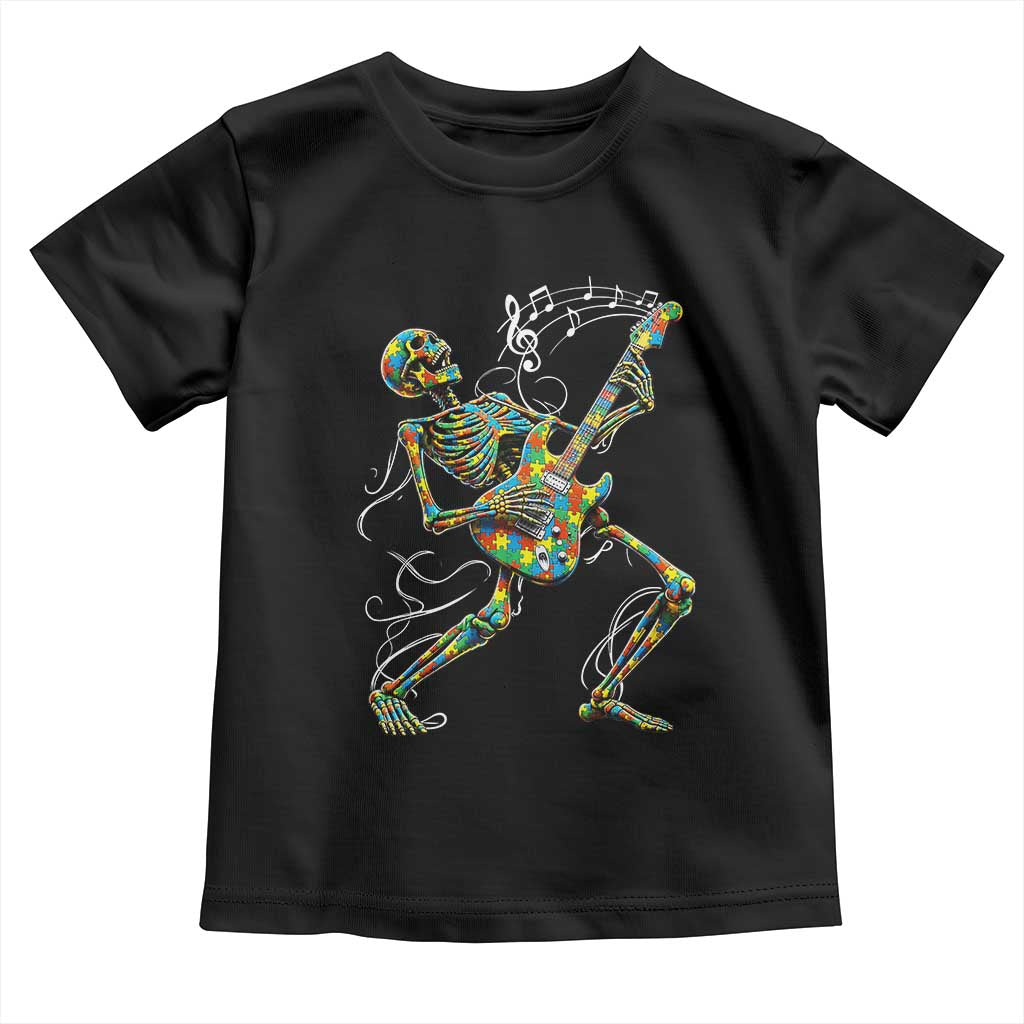 Autism Acceptance Rock Guitar Skeleton Toddler T Shirt Music Lover TS12 Black Print Your Wear