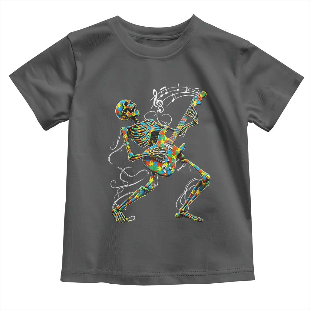 Autism Acceptance Rock Guitar Skeleton Toddler T Shirt Music Lover