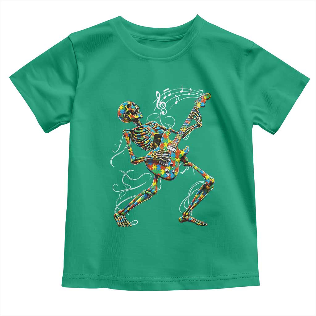 Autism Acceptance Rock Guitar Skeleton Toddler T Shirt Music Lover
