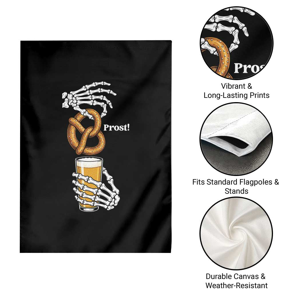 Prost Beer Lover Skeleton Hands German Festival Graphic Garden Flag
