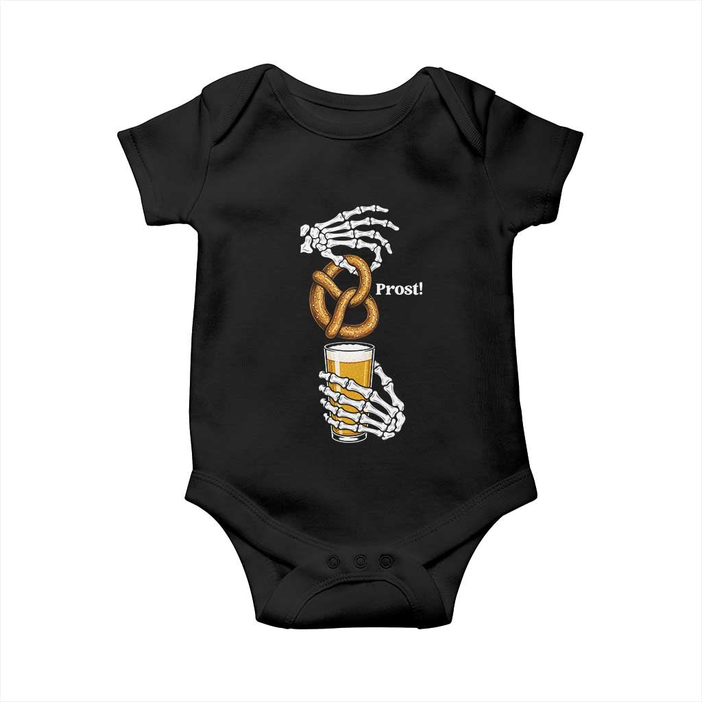 Prost Beer Lover Skeleton Hands German Festival Graphic Baby Onesie TS12 Black Print Your Wear
