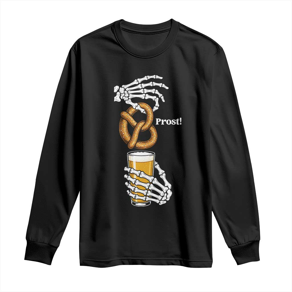 Prost Beer Lover Skeleton Hands German Festival Graphic Long Sleeve Shirt TS12 Black Print Your Wear