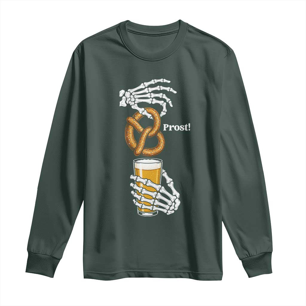 Prost Beer Lover Skeleton Hands German Festival Graphic Long Sleeve Shirt