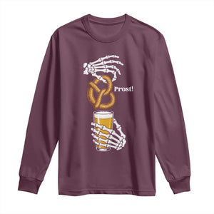 Prost Beer Lover Skeleton Hands German Festival Graphic Long Sleeve Shirt