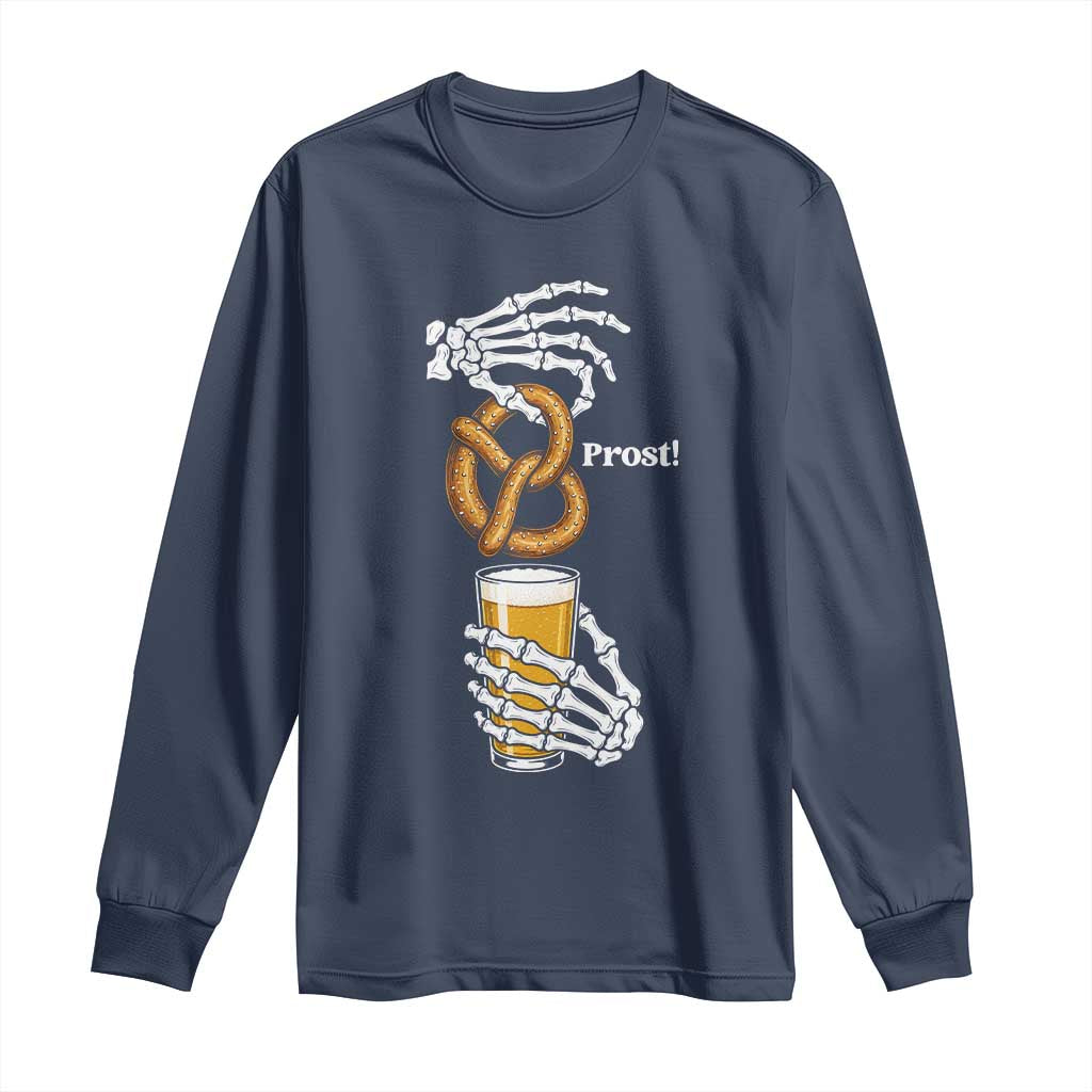 Prost Beer Lover Skeleton Hands German Festival Graphic Long Sleeve Shirt