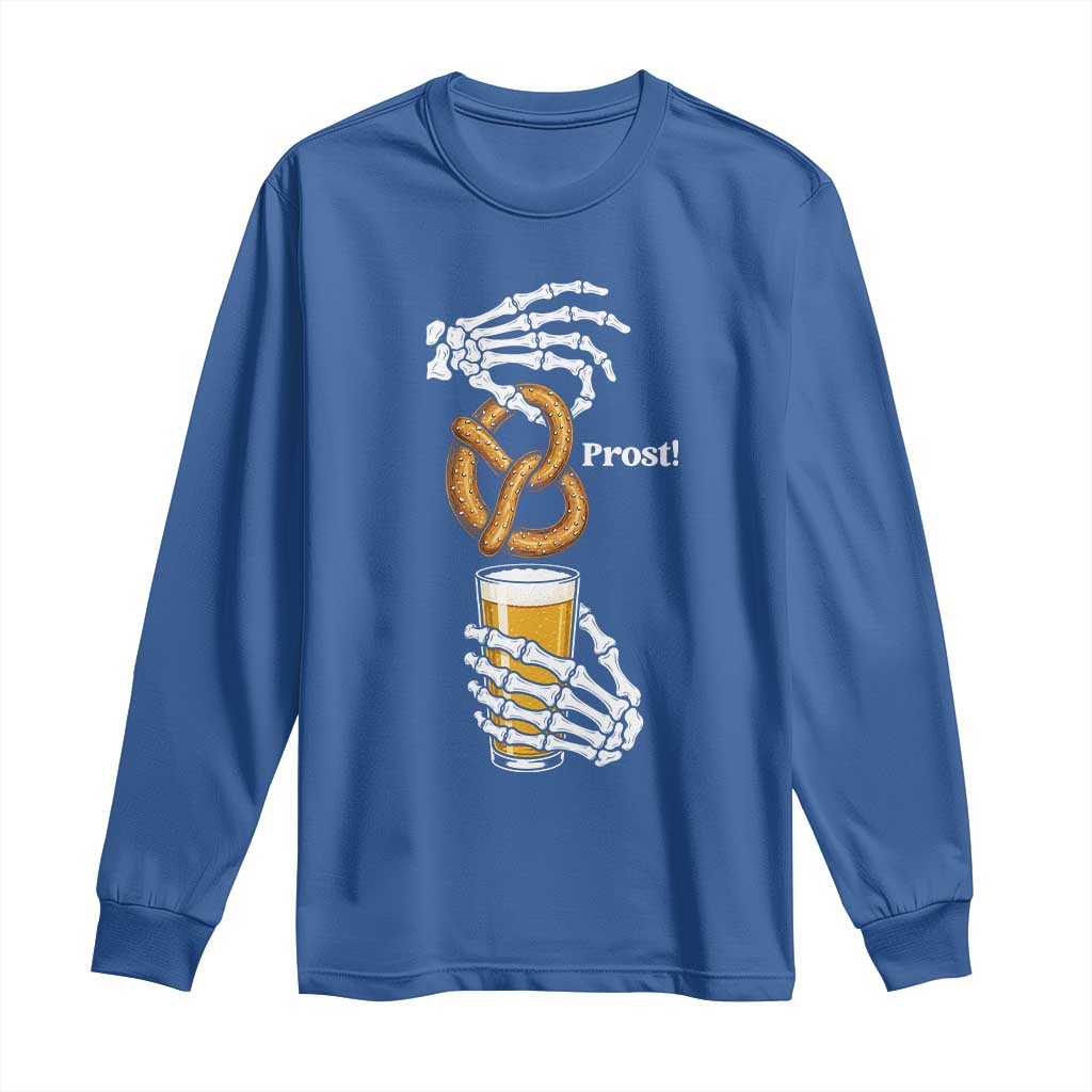 Prost Beer Lover Skeleton Hands German Festival Graphic Long Sleeve Shirt