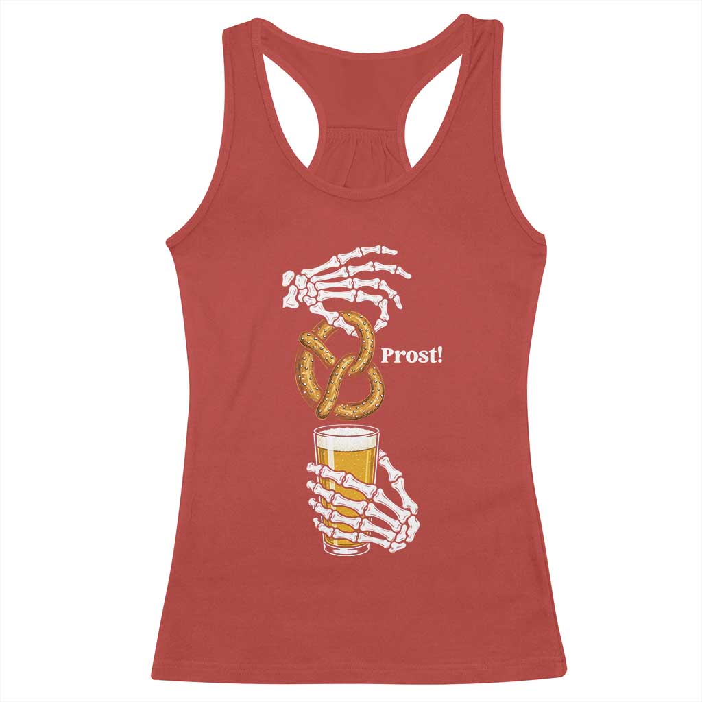 Prost Beer Lover Skeleton Hands German Festival Graphic Racerback Tank Top