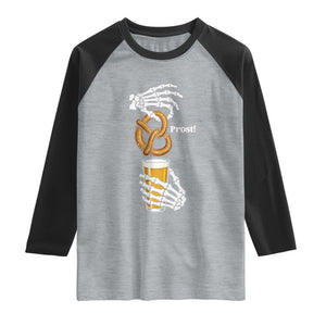 Prost Beer Lover Skeleton Hands German Festival Graphic Raglan Shirt