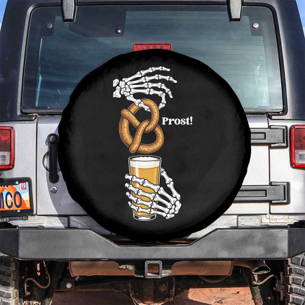 Prost Beer Lover Skeleton Hands German Festival Graphic Spare Tire Cover TS12 No hole Black Print Your Wear