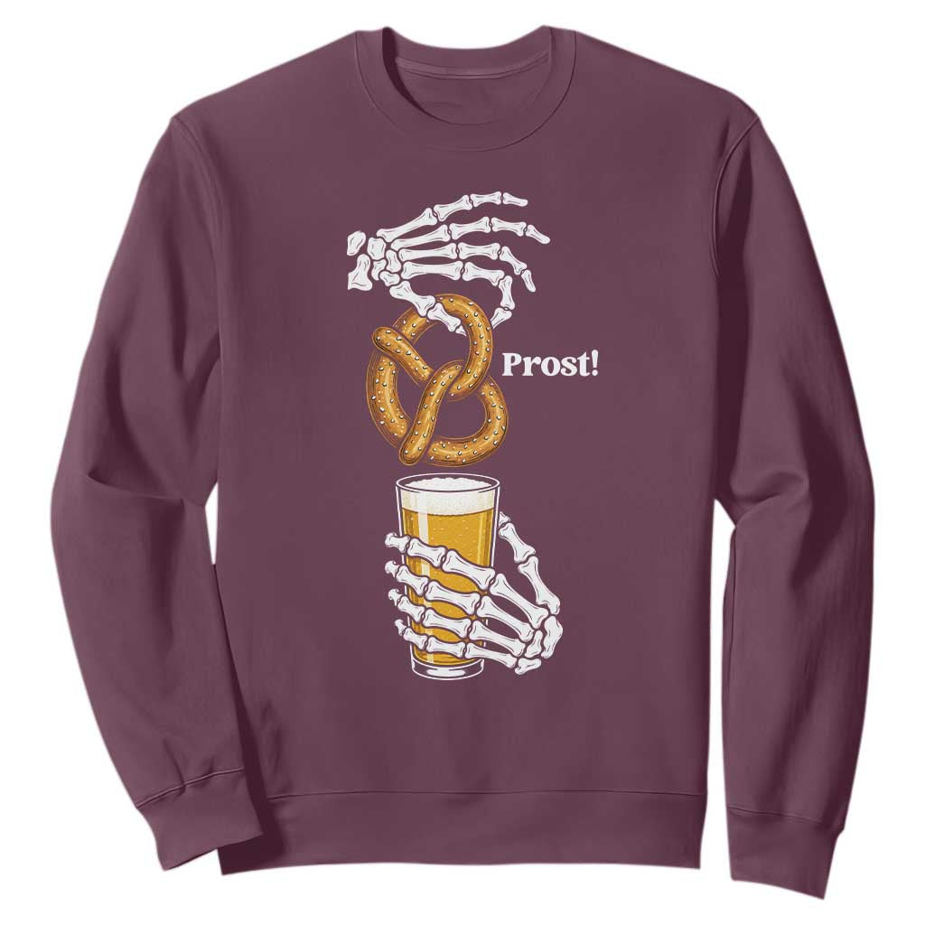 Prost Beer Lover Skeleton Hands German Festival Graphic Sweatshirt