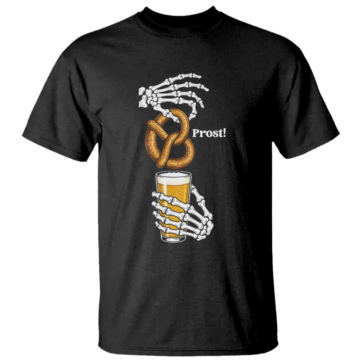 Prost Beer Lover Skeleton Hands German Festival Graphic T Shirt