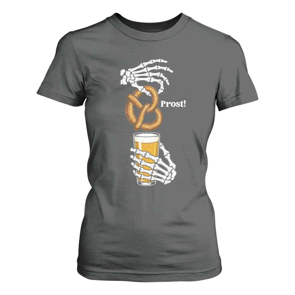 Prost Beer Lover Skeleton Hands German Festival Graphic T Shirt For Women