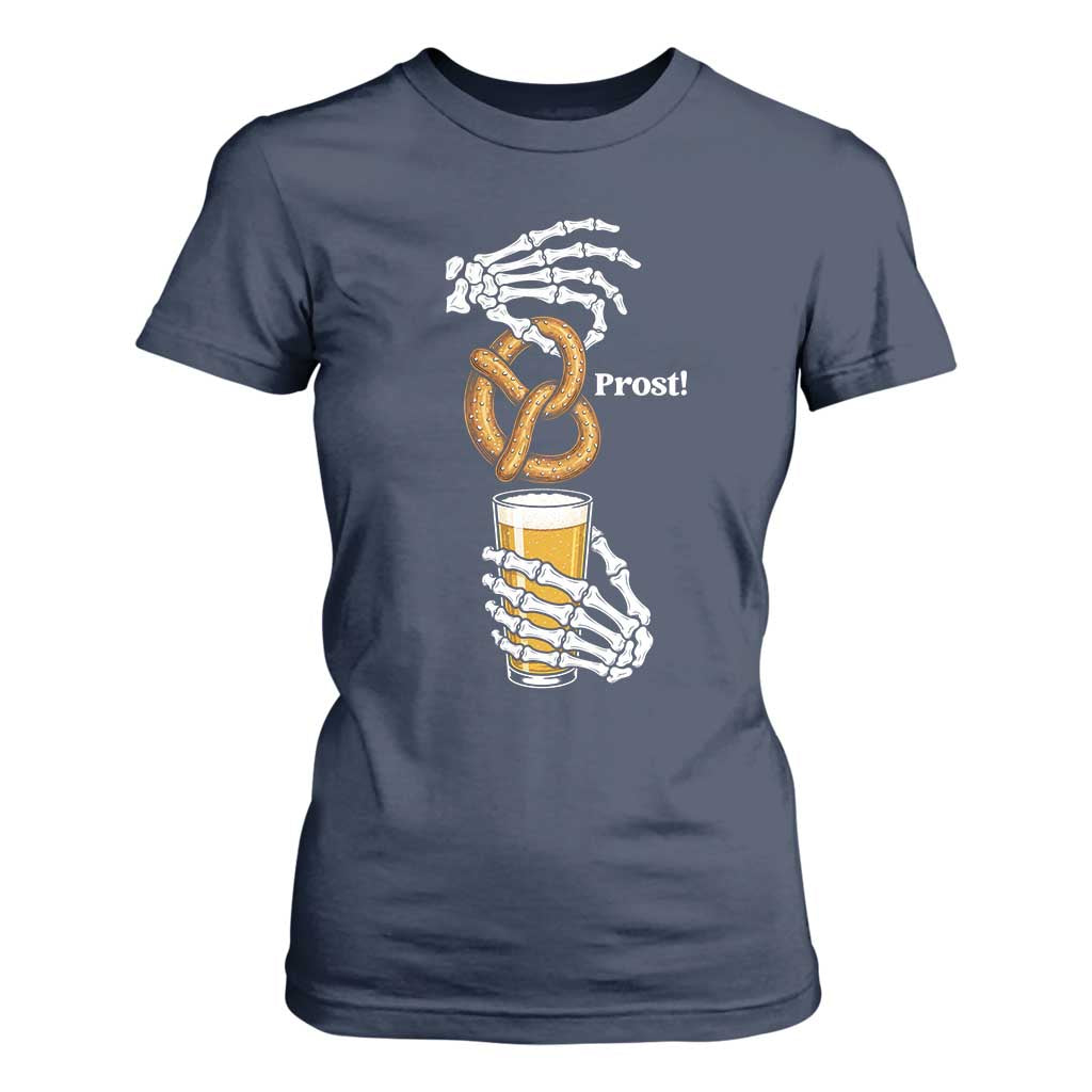 Prost Beer Lover Skeleton Hands German Festival Graphic T Shirt For Women