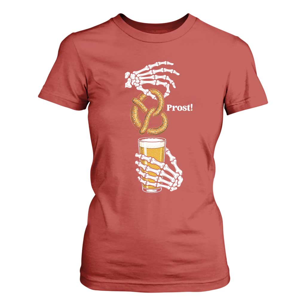Prost Beer Lover Skeleton Hands German Festival Graphic T Shirt For Women
